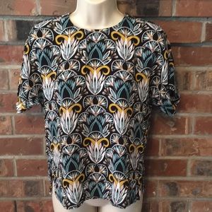 H&M Egyptian Papyrus Print Top with Keyhole Back